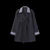 Retro Colorblock Double-Collar Waisted Trench Coat