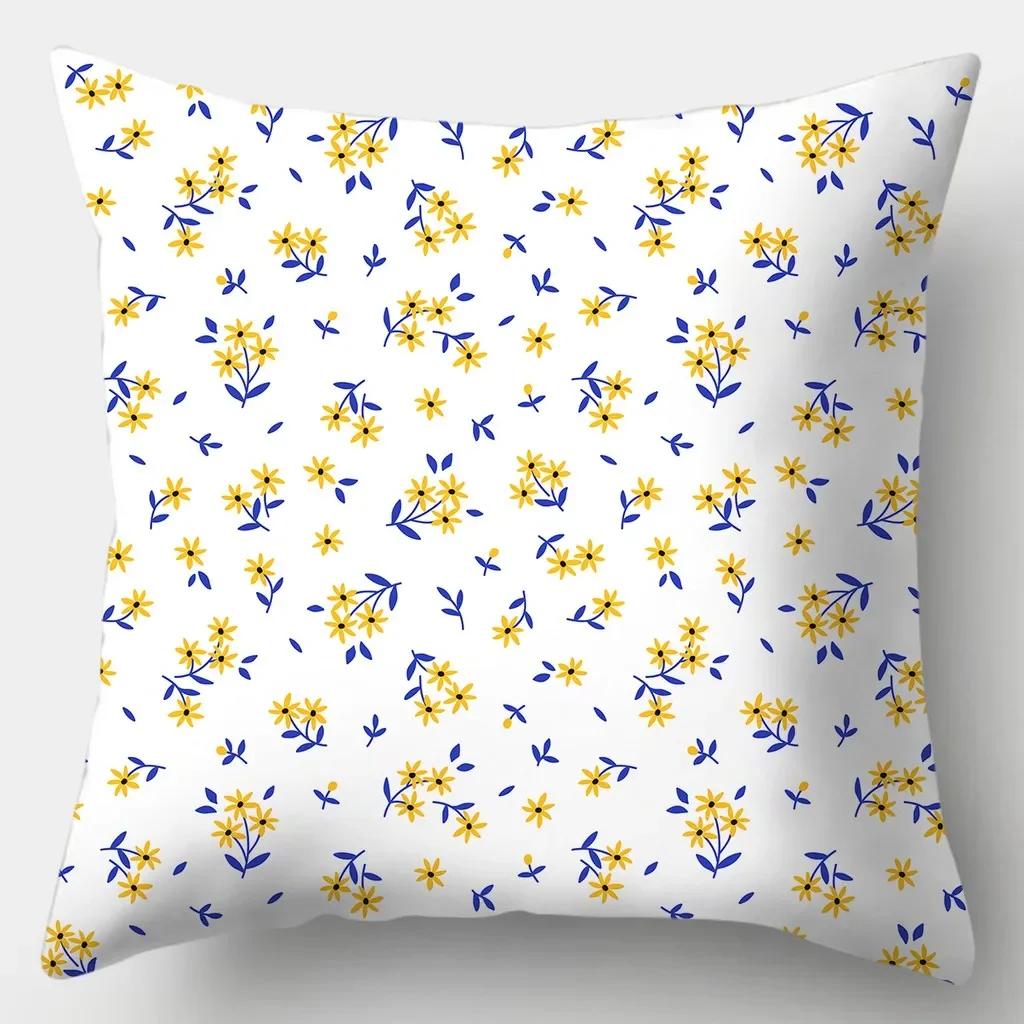 Flower Pillowcase Square Sofa Pillow Cover Watercolor Flowers Cushion