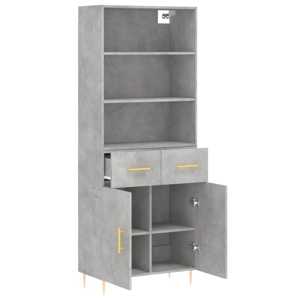 vidaXL Highboard Betongrau 69,5x34x180 cm Holzwerkstoff
