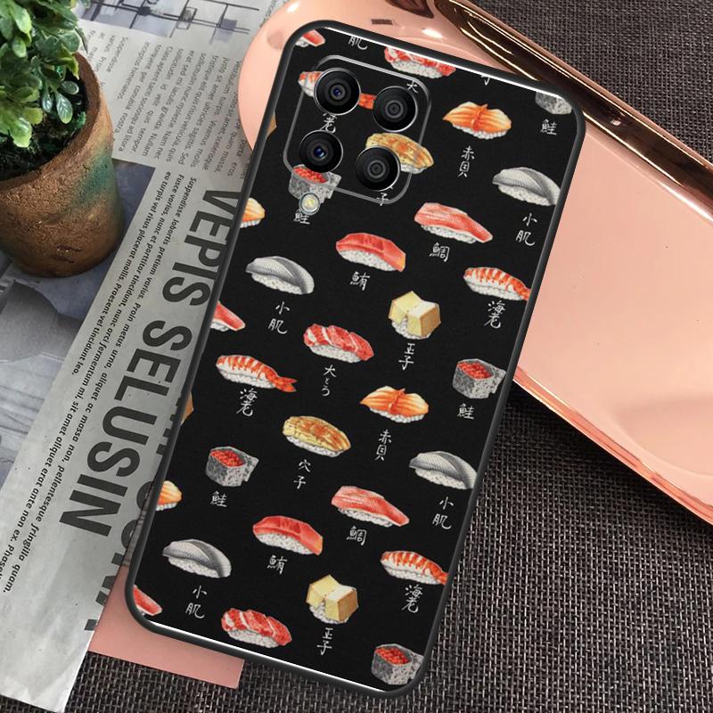 Kawaii Sushi Pattern Case For Samsung Galaxy M15 M55 M13 M23 M33 M53 M31 M51 M14 M34 M54 M20 M30s M12 M32 M52
