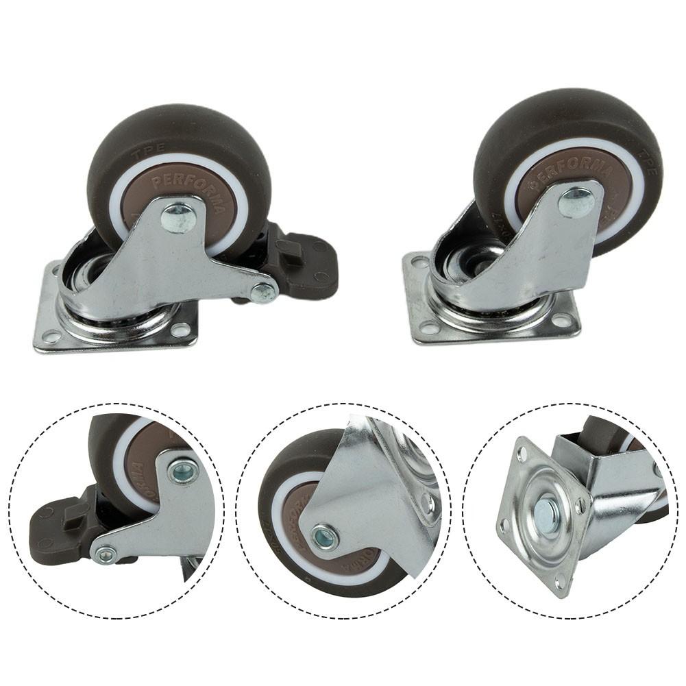 Set of 4 Heavy Duty Swivel Casters with Brakes Top Plate TPR Wheels 2inch