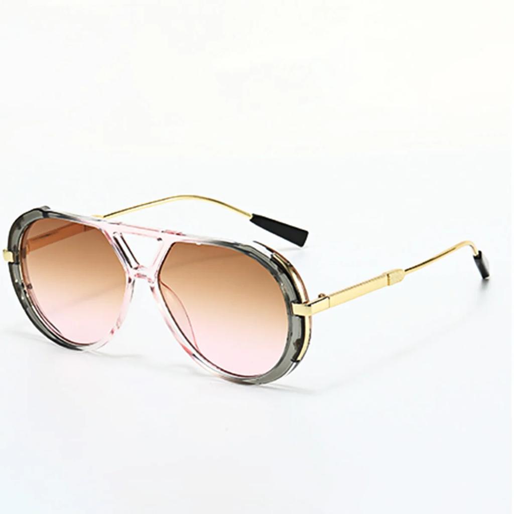 Retro Oval Metal Sunglasses for Women Men Luxury Fashion Brand UV400 Punk Unisex Stylish Shades