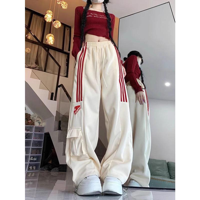 

Women s Retro Cargo Sweatpants: Casual Loose Fit, Straight-Leg, Wide-Leg for Spring & Autumn S