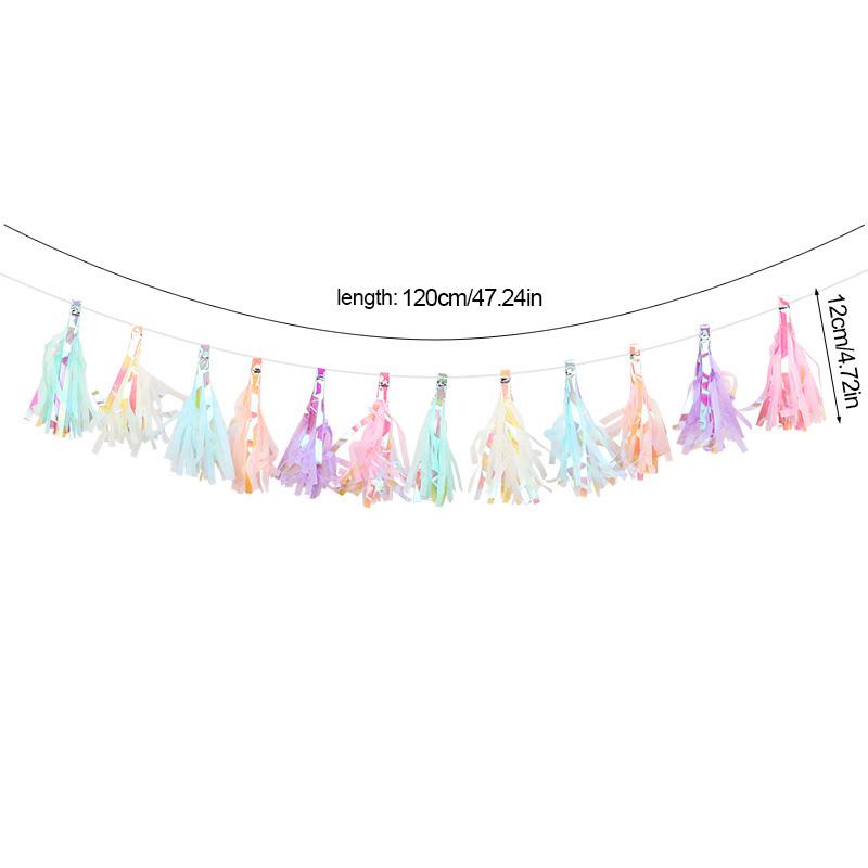1/2Packs Rainbow Color Paper Tassel Garland For Kids Unicorn Mermaid Birthday Party Decoration Baby Shower Wedding Supplies