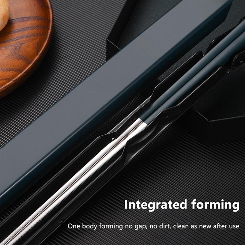 Stal nierdzewna 304 Pałeczki Lunch Zastawa stołowa Podróżne Przenośne Antypoślizgowe Pałeczki z Pudełkiem do Przechowywania Uchwyt Kuchenna Zastawa stołowa