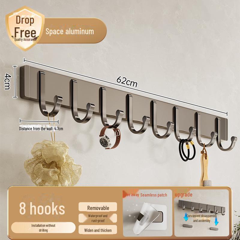 Gancho de porta removível sem impacto - montado na parede, resistente para roupas, banheiro ou cozinha.