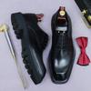 Neue dicke Sohle formelle Lederschuhe Herren höhenverstellend Herrenschuhe Rindsleder Quadratischer Kopf