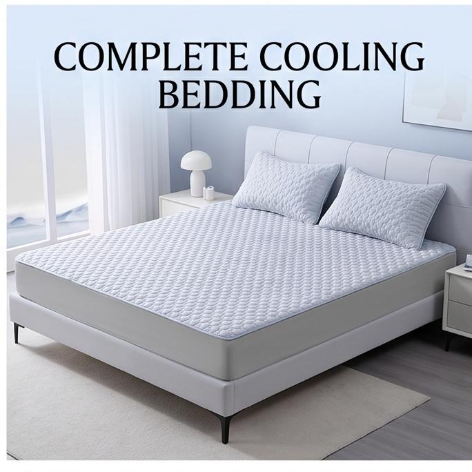 Premium 12mm Thick Ice Silk Latex Cooling Mat 3-Piece Washable Soft Bed Linen For Hot Summer Bedroom Use