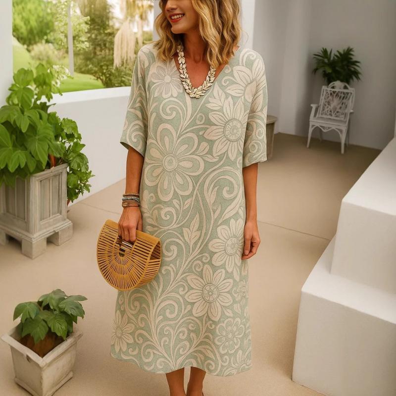 Shirt Dress Women's Casual Floral D Printed Sleeve Long Dress
