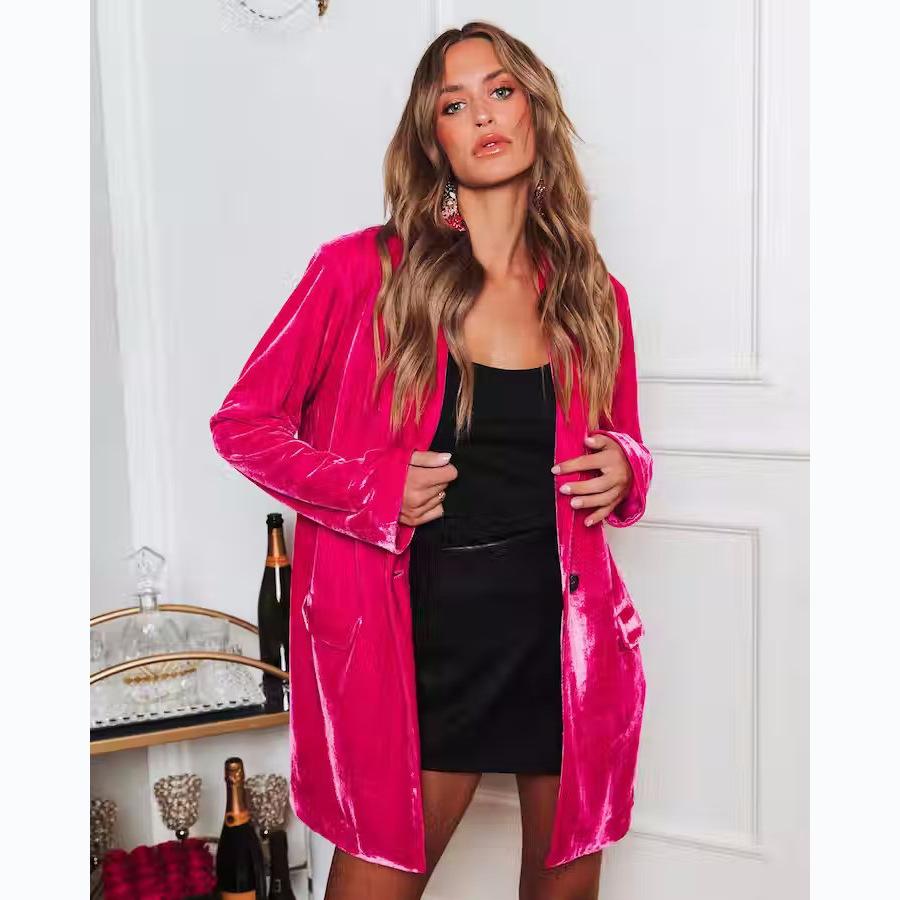Street trend Ins style 25 European and American autumn and winter models, golden velvet long-sleeved jacket 22209