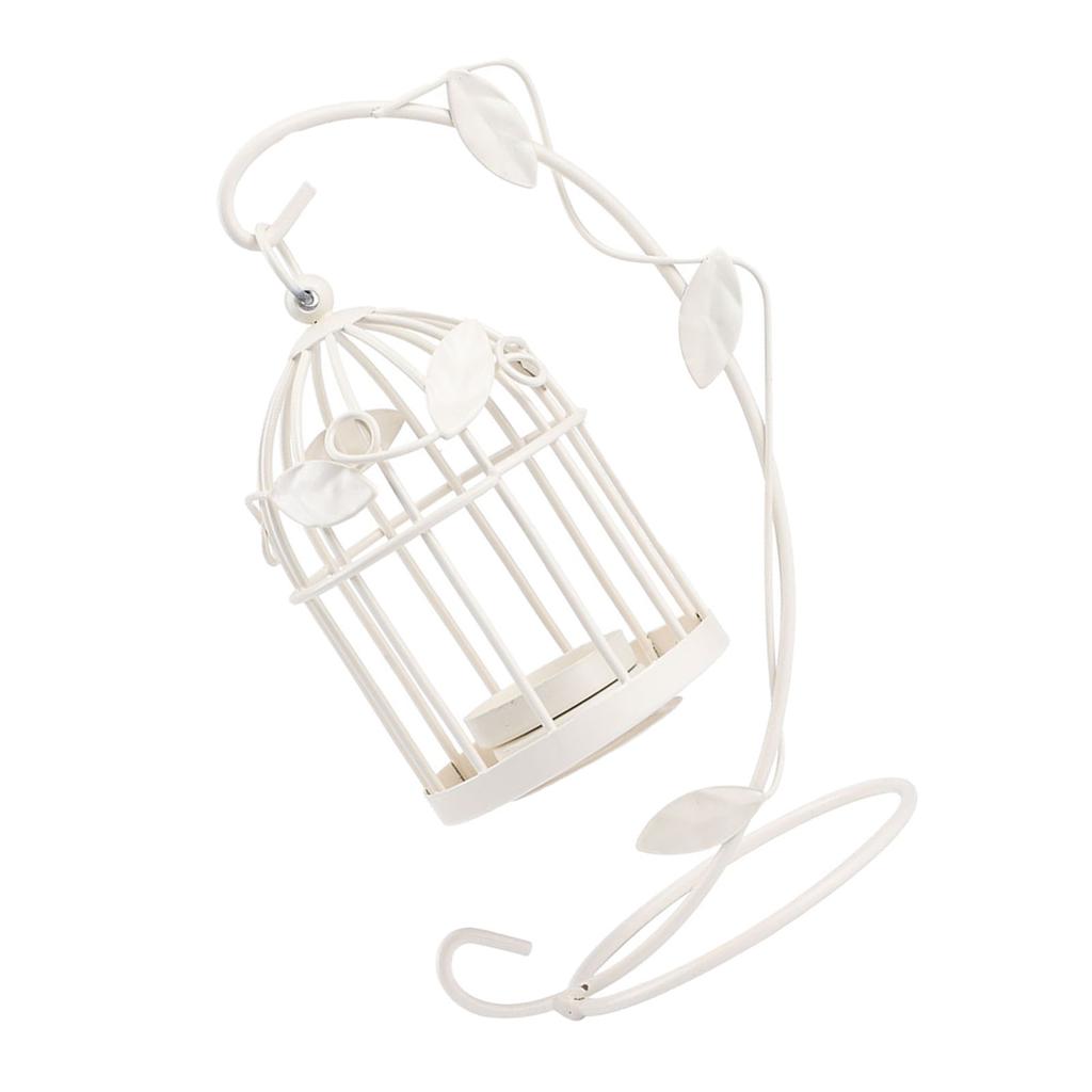 Innovativer Kerzenhalter aus Eisenblättern, ausgehöhlter Käfig, zum Aufhängen, Kerzenständer, Haushaltsdekoration, Weiß