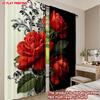 Flat Printing Happy Valentine Day Party Curtain Rose Rhythm Print Digital Printed Polyester Drapes Festive Holiday Use Curtains Set Of 2 Made
