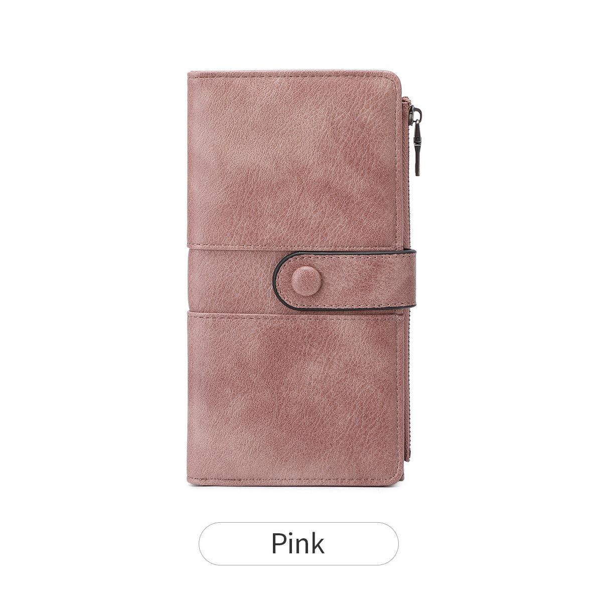 

RFID anti-theft swiping ladies long wallet retro multi-slot buckle wallet fashionable clutch