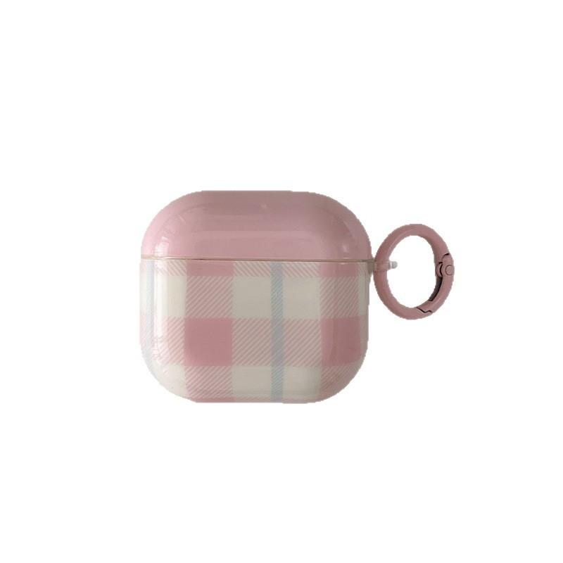 Korean Pink and White Plaid AirPods 1 Generation Earphone Case for Pro1 Generation Earphone Case AirPods 1 Generation