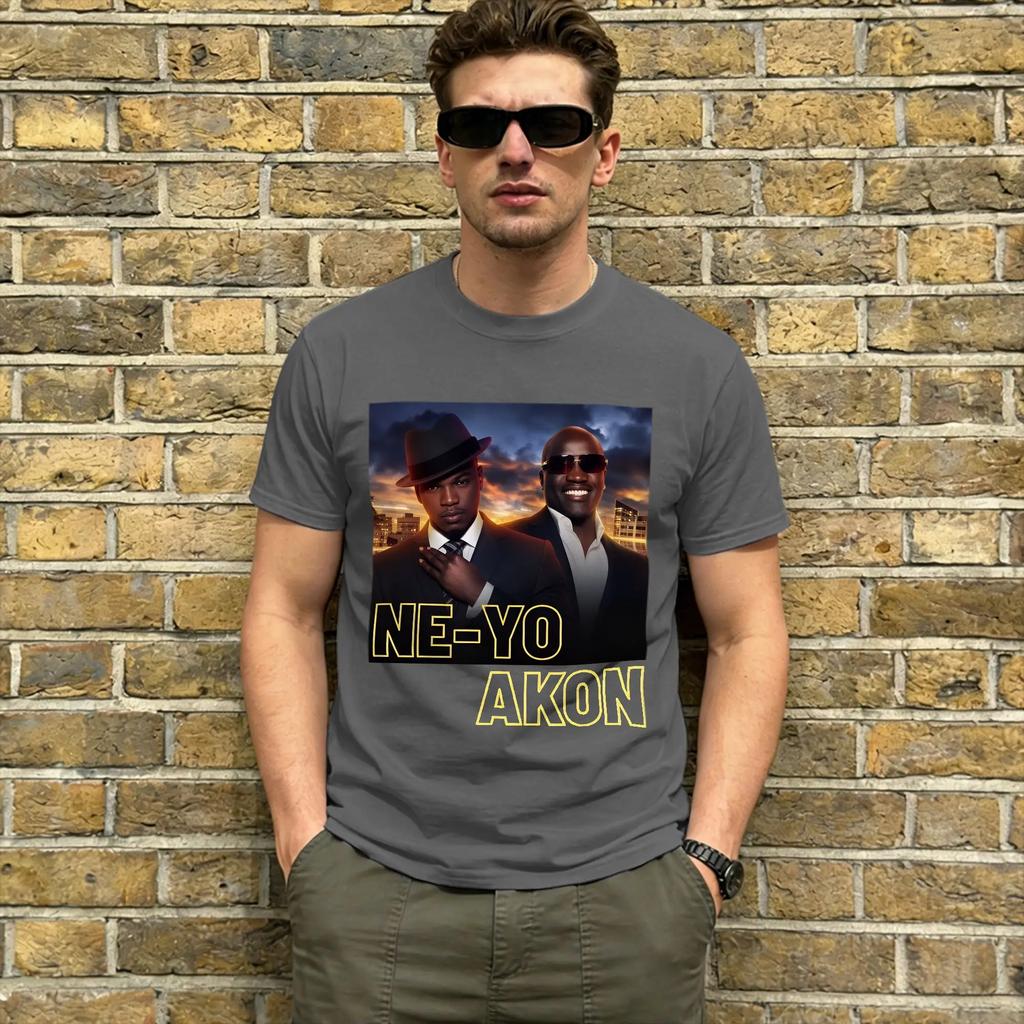Funny Ne Yo Akon 2026 TShirts Unisex Crewneck Pure Cotton T Shirt Night Like This Tour Short Sleeve Tees Plus Size Tops