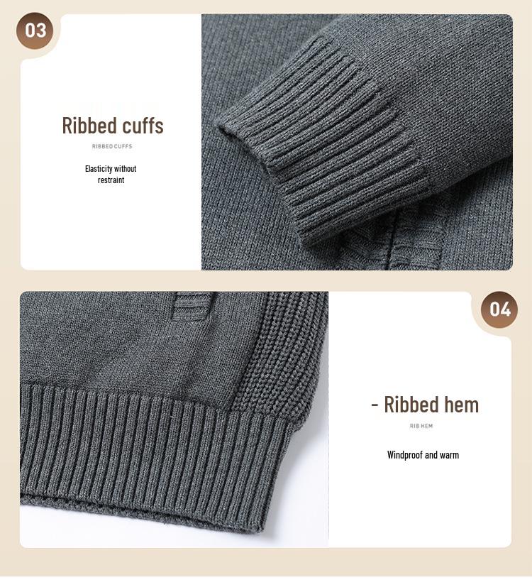2025 Men's Autumn/Winter Plus Size Light Luxury Warm Down Knit Cardigan Sweater.