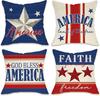 4Th Of July Patriotic Decorative Throw Pillow Covers Set Of 4, America Usa Red White Blue Stripes Stars Porch Outdoor Pillowcase