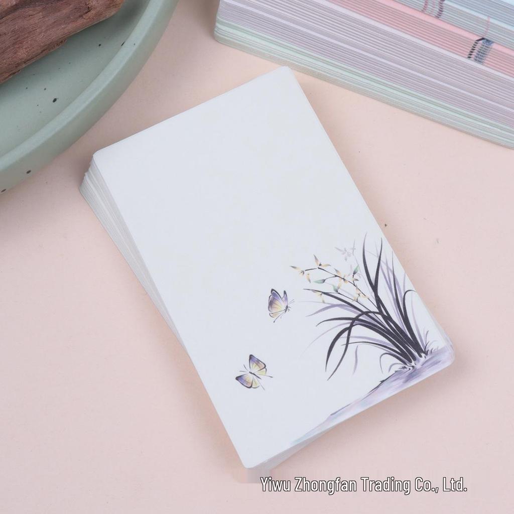 Marcadores de Livro em Branco DIY Estilo Chinês e Cartões com Grafite Pintados à Mão com Notas Adesivas (20 folhas)