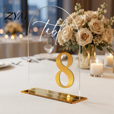 Acrylic Table Signs Arch Wedding Numbers, 1-10 Place Cards with Stands, Customizable Clear for Receptions, Parties, Anniversaries, Events Restaurant