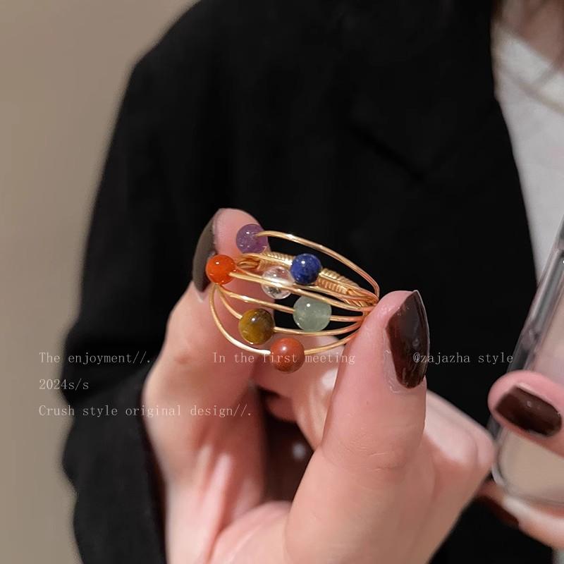 Liquan Bead Ring for Women - New Design for Index Finger - Small-Scale Unique Design - High-Class Feeling Ring