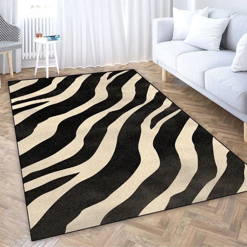 American Style Zebra Stripes Carpet - Water Uptake Non-slip Large Rugs for Living Room Bedroom Decoration Bedside Bathroom Mats