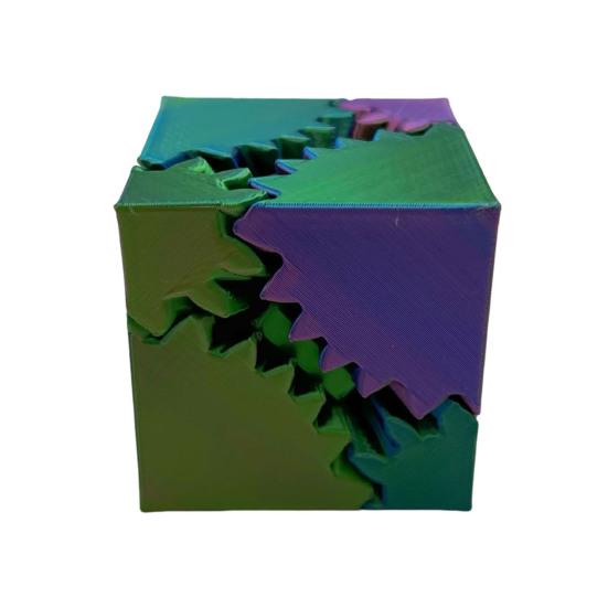 3D Printed Gear Cube Toy Stress Anxiety Relief Spin Cube Travel Portable Gear Square Block Sensory Fidget Toy Kids Teens Adults Gift