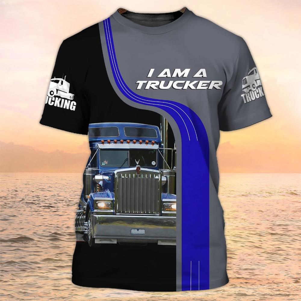 Trucker T-Shirts Trucking 3D Print Men's O-Neck Short Sleeve Street Truck Harajuku Clothing
