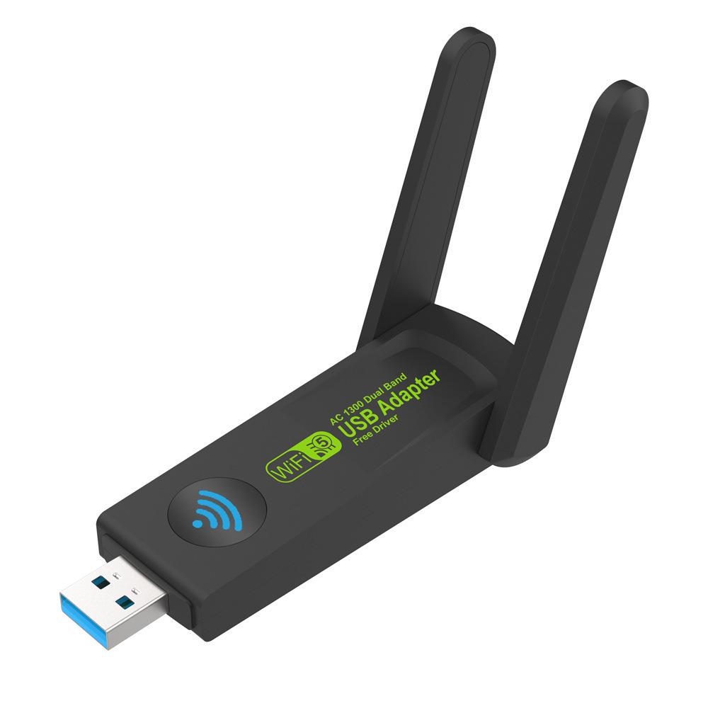1300M Dual-Band Wireless Network Adapter 5G - Plug & Play for Laptop/Desktop