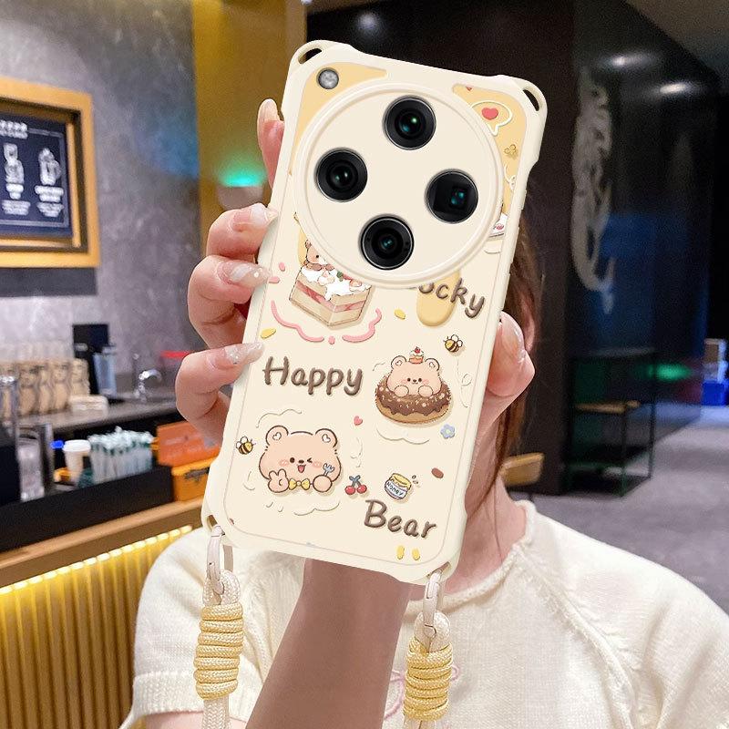 

Applicable to OPPOFindx8 mobile phone case x7ultra cheese animal X8Pro four-corner lanyard case new model OPPORENO5/RENO5K#5G/FINDX3LITE