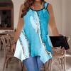 Women's Fashionable Casual Sports Double-ring Vest, Marble and Geometry Veining Printed Patterns, Irregular Hem, Elegant and Simple