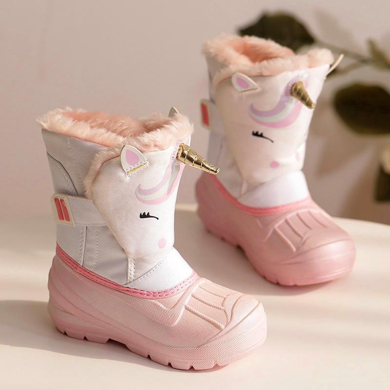 Unisex Toddler Waterproof Non-Slip Snow Boots with Thick Fleece Lining