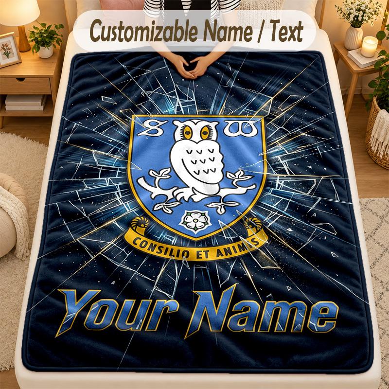 Flannel BlanketSheffield Wednesday FC Custom Name Text Personalized Soft Warm Throw Blanket Home Decor Gift
