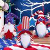 American Independence Day Gnome Ornaments: Faceless Doll Figurines with Stars & Rudolph.
