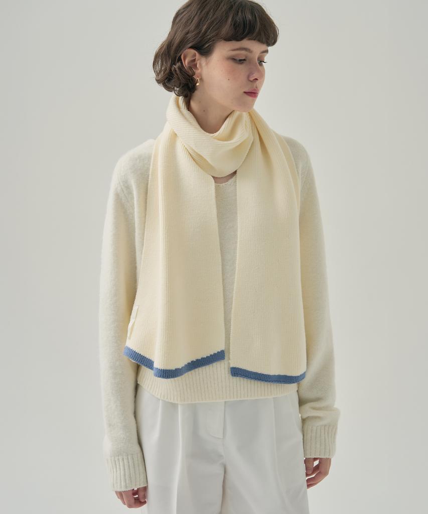 Deuloupisumeon Line Flare Ribbed Knit Scarf [Endless Blue]