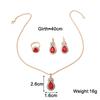 Red Rhinestone Waterdrop Jewelry Set for Women Classic Fashion Earrings Necklace Ring Crystal Bridal Birthday Girl Gift Wedding