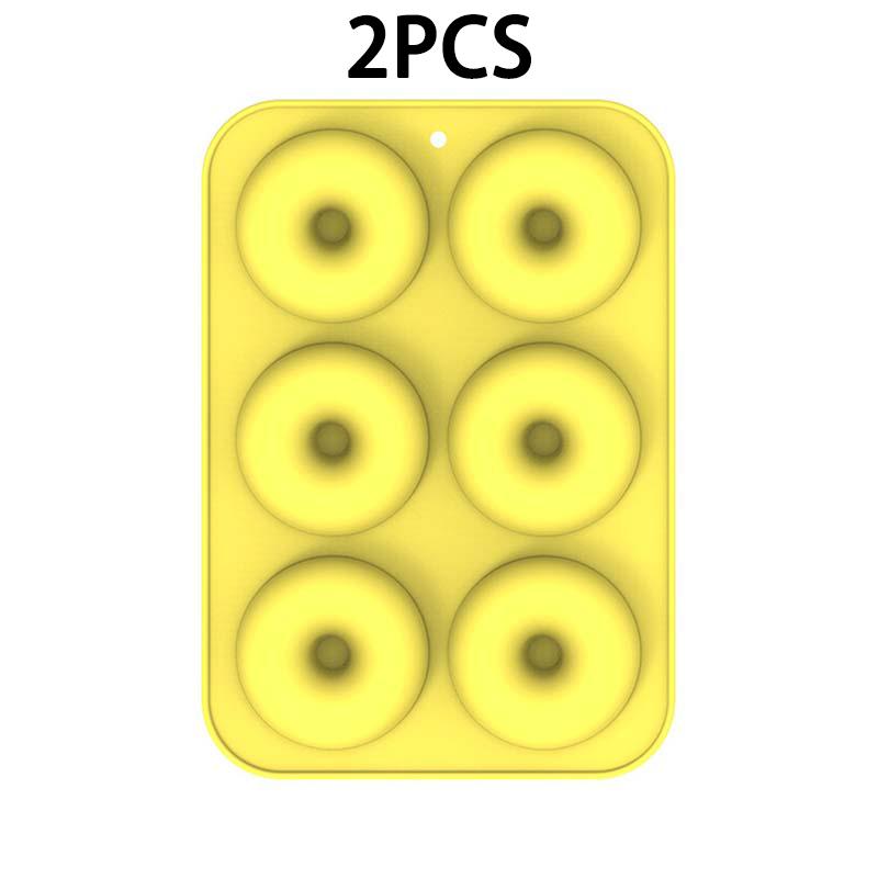 

WTEMPO 2 шт. 6 полостей Ood Grade силиконовые формы для пончиков креативные формы для выпечки мусса торта домашний ресторан DIY форма для выпечки в духовке 25.5*17.8*3.4cm жёлтый