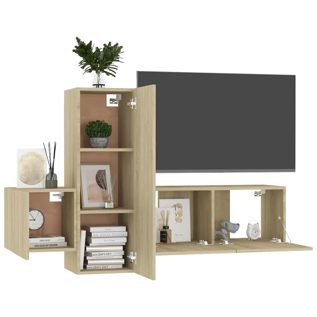 Vidaxl 3-Cz. TV Cabinet Set, Sonoma Oak, Wood-Based Material