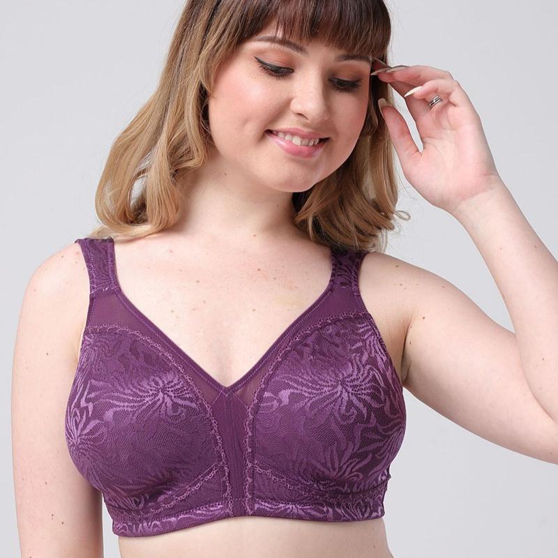 Evropská a americká vyšívaná plná podprsenka plus size ultratenká bez kostic spodní prádlo