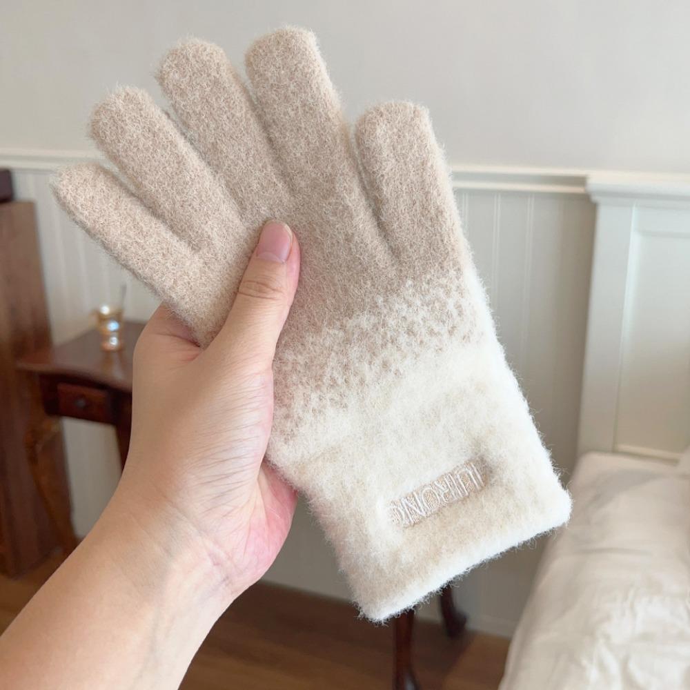 

Snowflake Gradient Color Cold-proof Gloves High Elasticity Five Finger Gloves Knitted Gloves Women