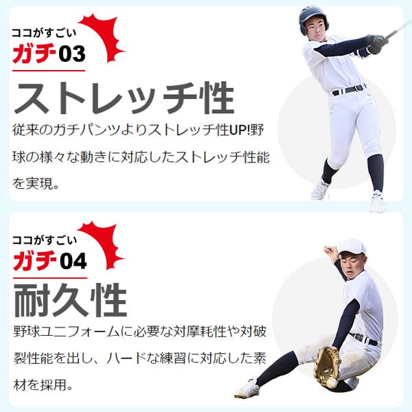 Uniform Wear Baseball Uniform Pants Trousers GACHI Regular Type Double Knee Gachi Pants 12JD2F6001 White M [Mizuno] R (01)