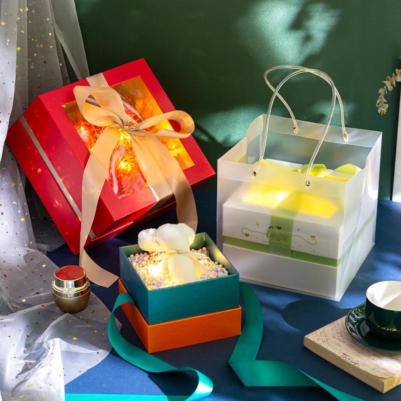 Square Shaped Gifts Box with Bow Ribbon Valentines Day Presents Packaing Boxes Anniversary Surprise Gifts Wedding Decorations