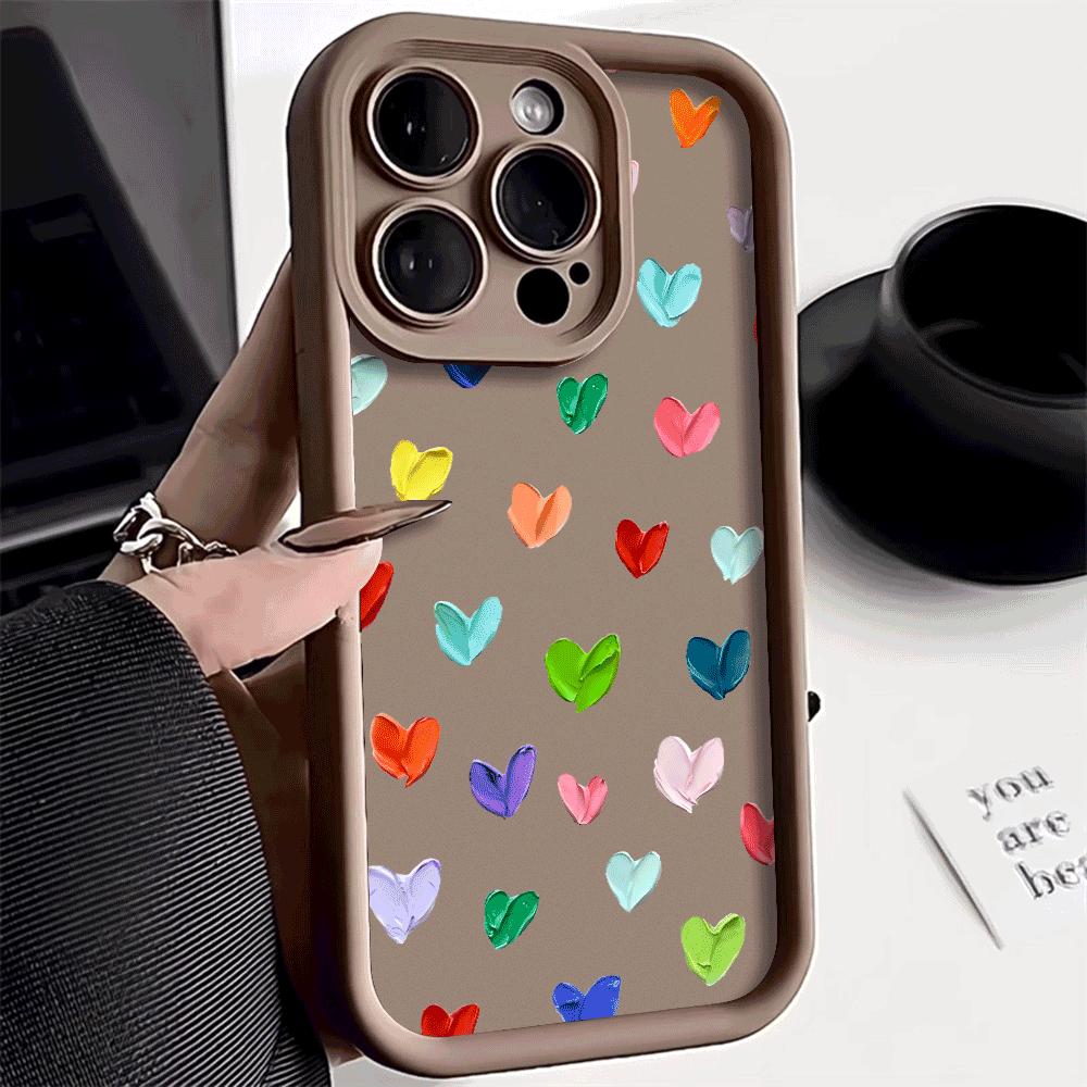 Colorful Paint Heart Pattern Shockproof Phone Case for Xiaomi Redmi Note 14 13 12 11 10 9 8 7 Pro Anti-Slip Soft TPU Cover