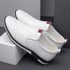 Trendy Men's Versatile White Shoes Fashionable Hollow Leather Shoes Men's Soft-soled Work Shoes