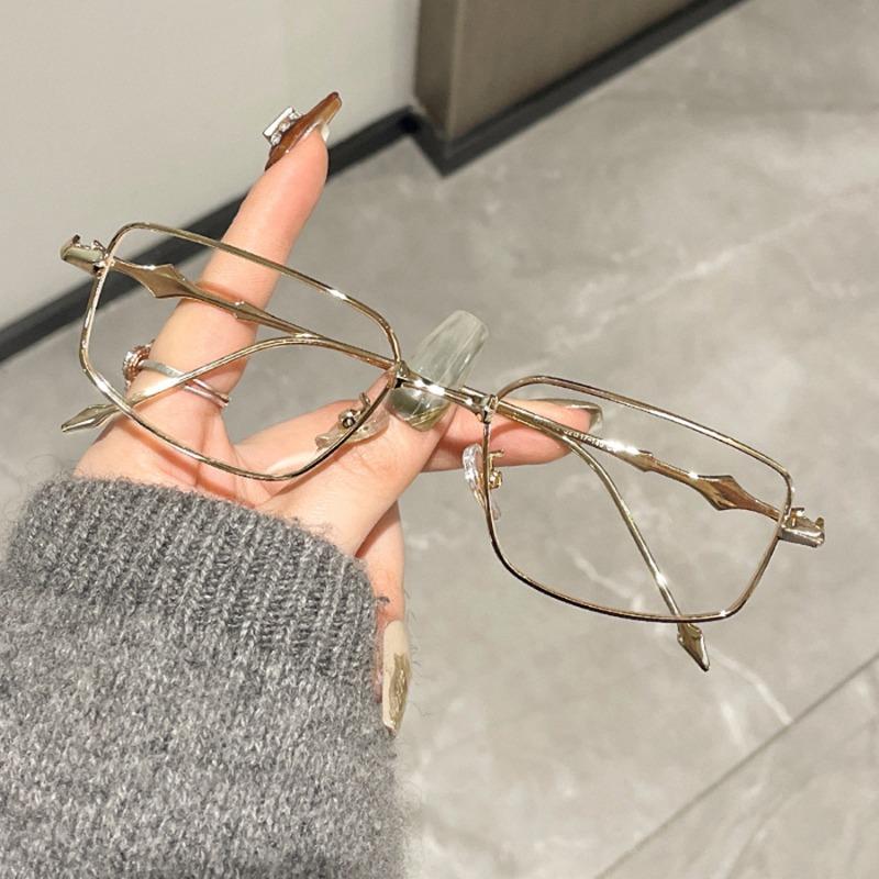 New Fashion Eyeglasses Frames for Women Men Silver Rectangle Glasses Anti Blue Light Small Square Sunglasses with Metal Frame