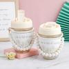High-looking Glass Water Cup for Girls and Students, Fresh and Cute Double Drinking Cup, Pearl Ins Style Portable Coffee Cup