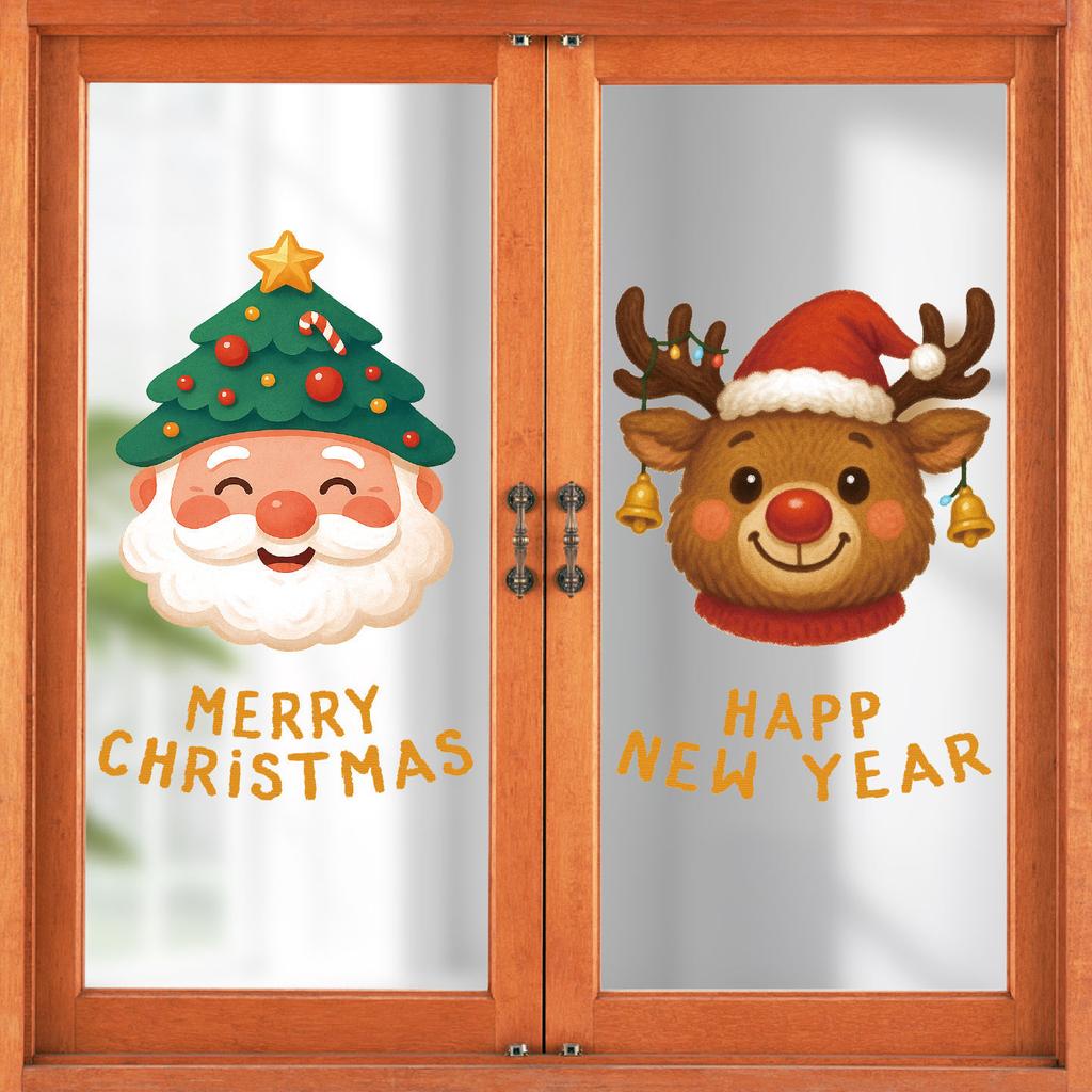 Santa Claus Static Sticker Christmas Tree Elk Decoration Glass Window Sticker Shower Dressing Sticker