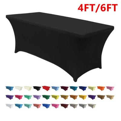 Συσκευασία 3/5 τεμ. Ελαστικό Spandex Κάλυμμα Τραπεζιού Εφαρμοστό Τραπεζομάντιλο 4Ft/6Ft Ορθογώνιο Κατάλληλο για Πάρτι Σπίτι Δεξιώσεις Γάμους Εκδηλώσεις