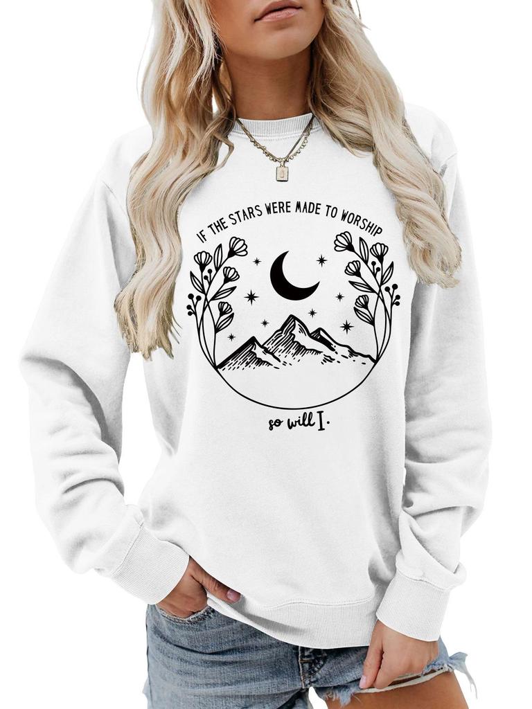 Women's Fashion Starry Round Neck Hoodie