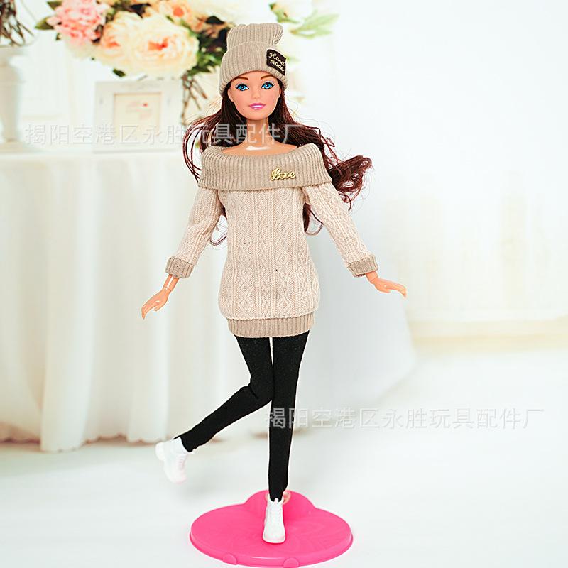 New 6'30cm Doll 11 Inch Mini Baby Clothes Fashionable Wool Jumpsuit Hat Pants Toy