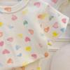 2025 Summer Colorful Love Knit Set: Girls' Baby Top & Flared Pants